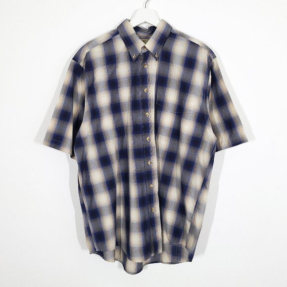 Vintage Plaid Short Sleeve Button Down Shirt Made in Korea - Picture 1 of 6